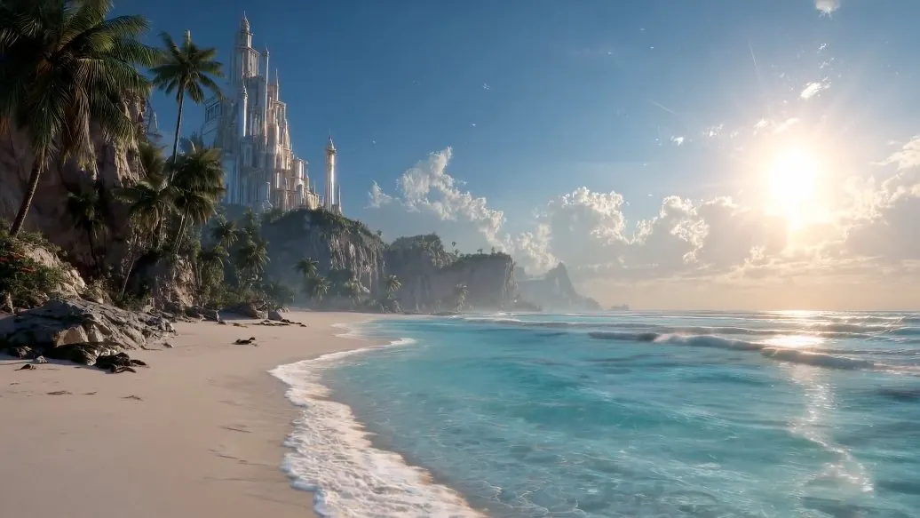 AI fantasy beach music video